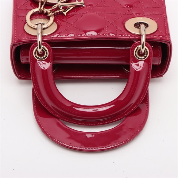 Christian Dior Lady Dior Mini Patent Red - Picture 5 of 9